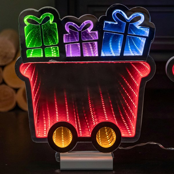 Samuel Alexander 70cm Infinity Christmas Train with 2 Carriages on Wood Base and Multi-Coloured LEDs