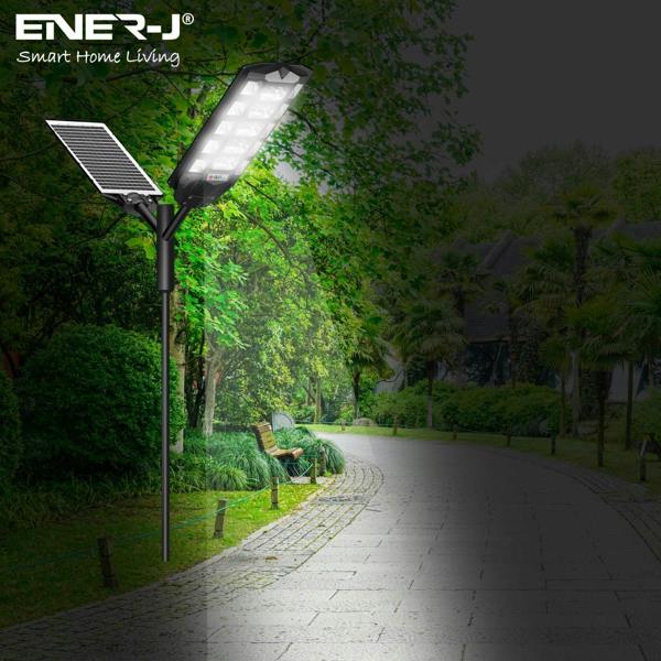 ENER-J 200W Solar Streetlights 6500K with 6V 18W Solar Panel & 24000 mAh Battery & Remote