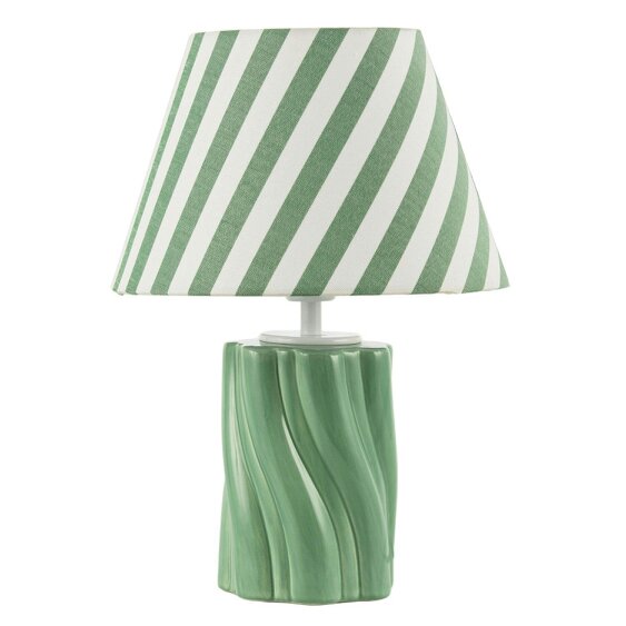 Happy Homewares Glossy Sage Green Glazed Ceramic Lamp with Sculptural Twisted Base