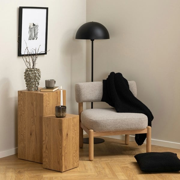 Furniture To Go Burley Lounge Chair in Beige Fabric and Oak