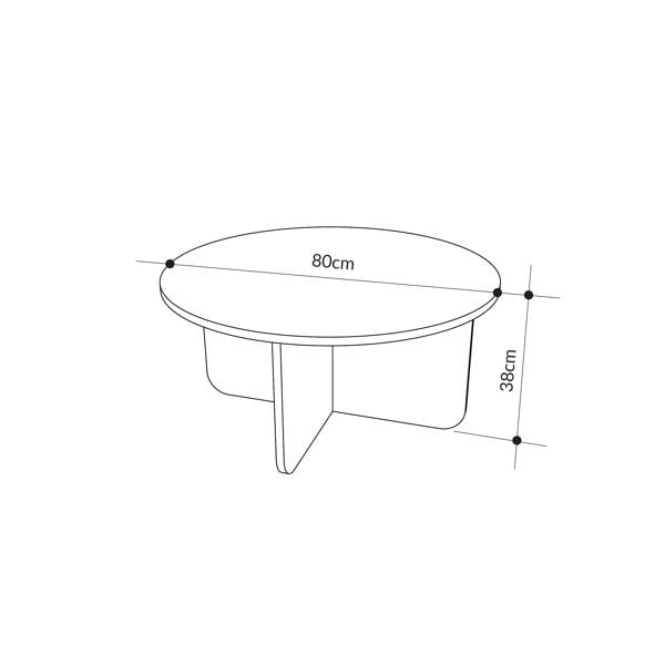 Decortie Hillary Modern Round Soft Coffee Table 80cm Circle Centre Table Curved Design Legs for Living Room,Office
