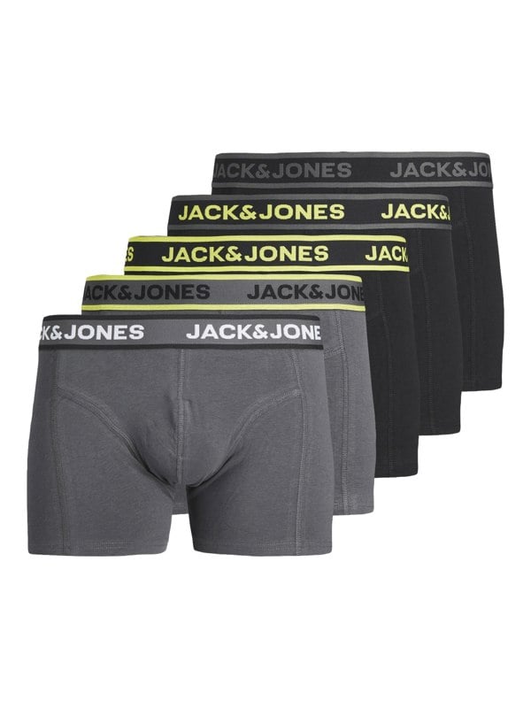 Jack & Jones SPEED SOLID Mens 5 Pack Trunks Black