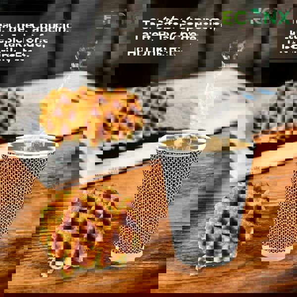 ECONX 12oz Coffee Paper Cup VIP Designed 3PLY Disposable Coffee Cup for Takeaway Hot Drinks Black