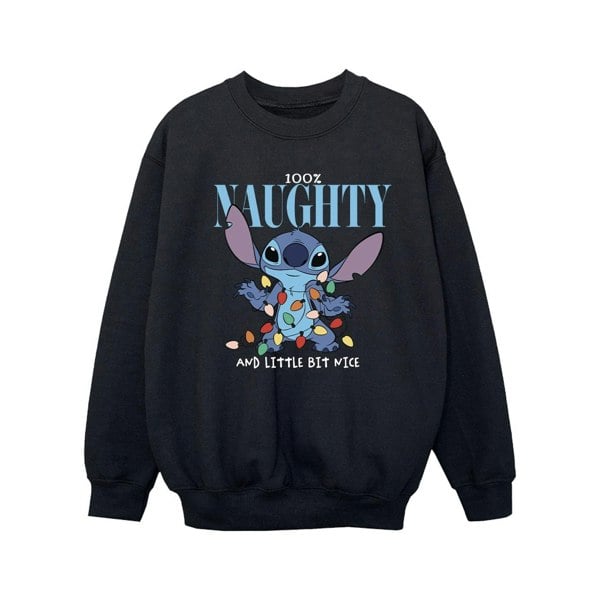 Disney Girls Lilo & Stitch Naughty & Nice Sweatshirt - Black