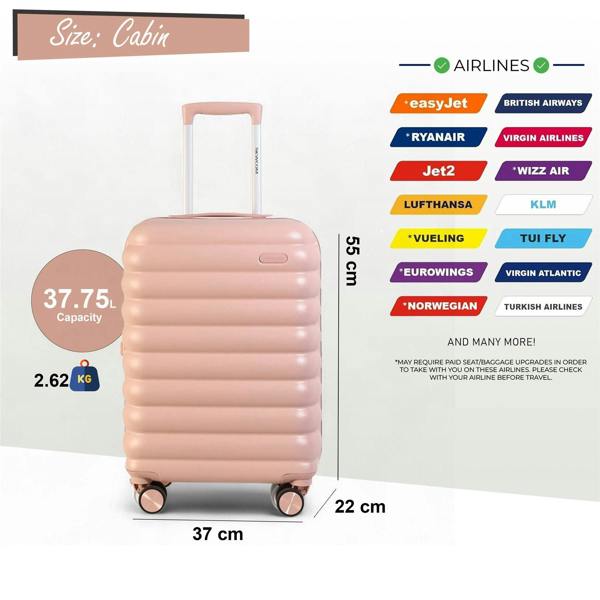 Infinity Luggage Hard Shell Cabin 37 x 22 x 55 cm TSA Secure Luggage Suitcase Suitable for Easyjet, Ryanair