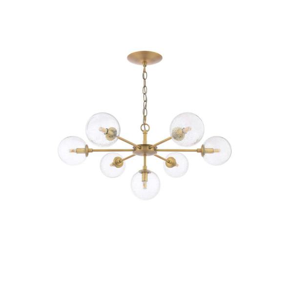 Pagazzi Lighting Ophelia 7-Light Warm Brass and Glass Pendant
