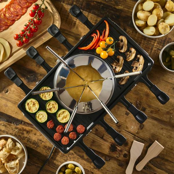 Cooks Professional Electric 2-in-1 Raclette Grill and Fondue | 8 Person