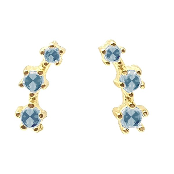 Harfi Blue Topaz December Birthstone Climber Stud Earrings