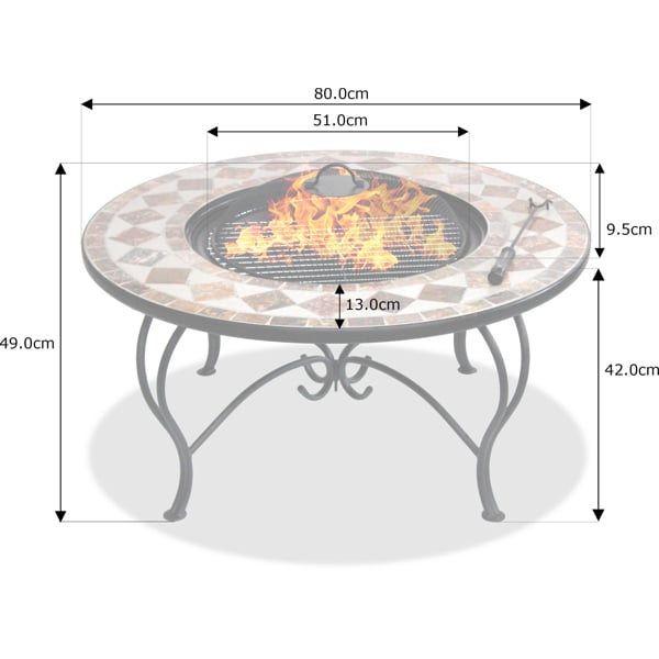 Centurion Supports KENNOCHA Extravagant Garden & Patio Heater Fire Pit Brazier, Coffee Table, Barbecue and Ice Bucket - Marble Finish