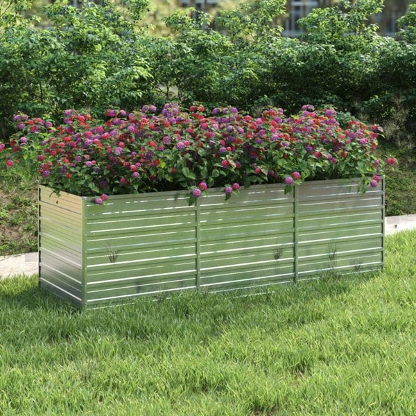 Berkfield Garden Raised Bed 240x80x77 cm Galvanized Steel Silver