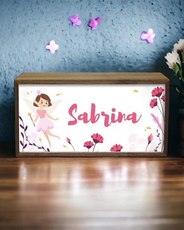 Personalised Fairy Light Box for Girls – Soft Pastel LED Room Sign