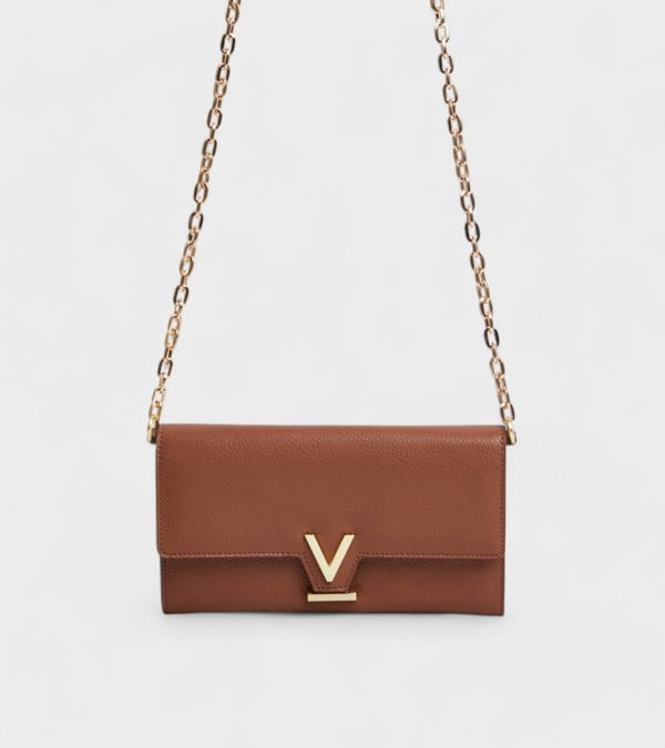 Votch Luella Vegan Bio-Based Bamboo Leather Chain Purse in Brown