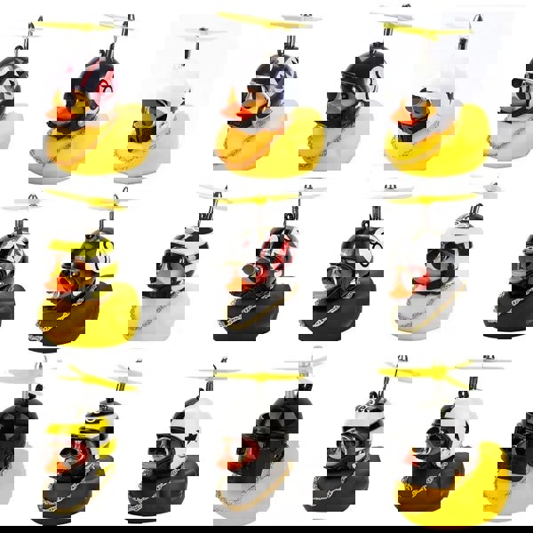 anycoplus Anypack Car Ornaments Black Duck with Bee Propeller Helmet Gold Chain