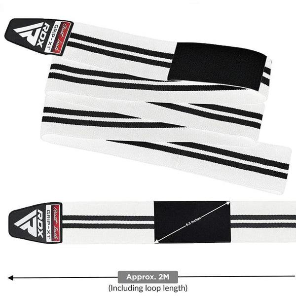 RDX Sports GYM KNEE WRAPS WHITE/BLACK PLUS