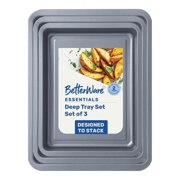 Set of 3 (1 x 35, 1 x 31 & 1 x 28cm) Essential Deep 0.29 Non-Stick Baking Tray Set