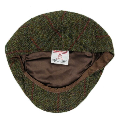 Heather Hats & Accessories Genuine Harris Tweed Wool Flat Cap, Satin Lining, Outdoor Wear, Rowan Olive
