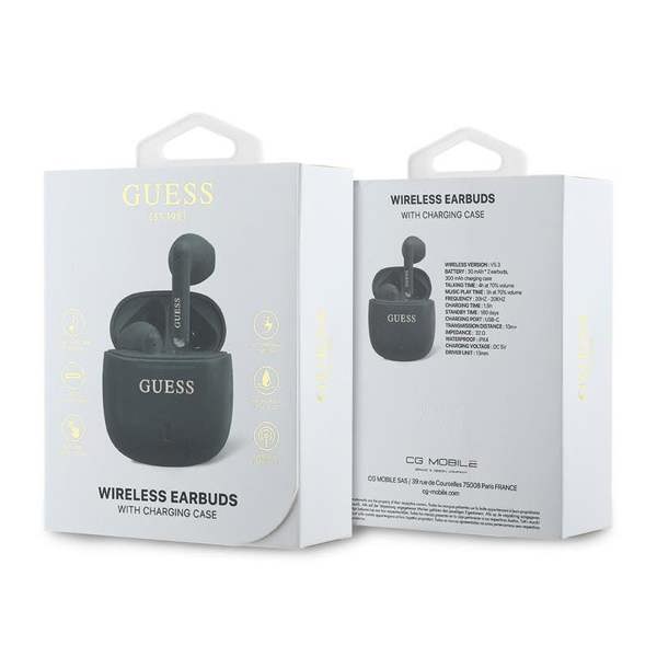 Guess Printed Classic Logo TWS Wireless Earphones Black- GUTWSJ14ESGK