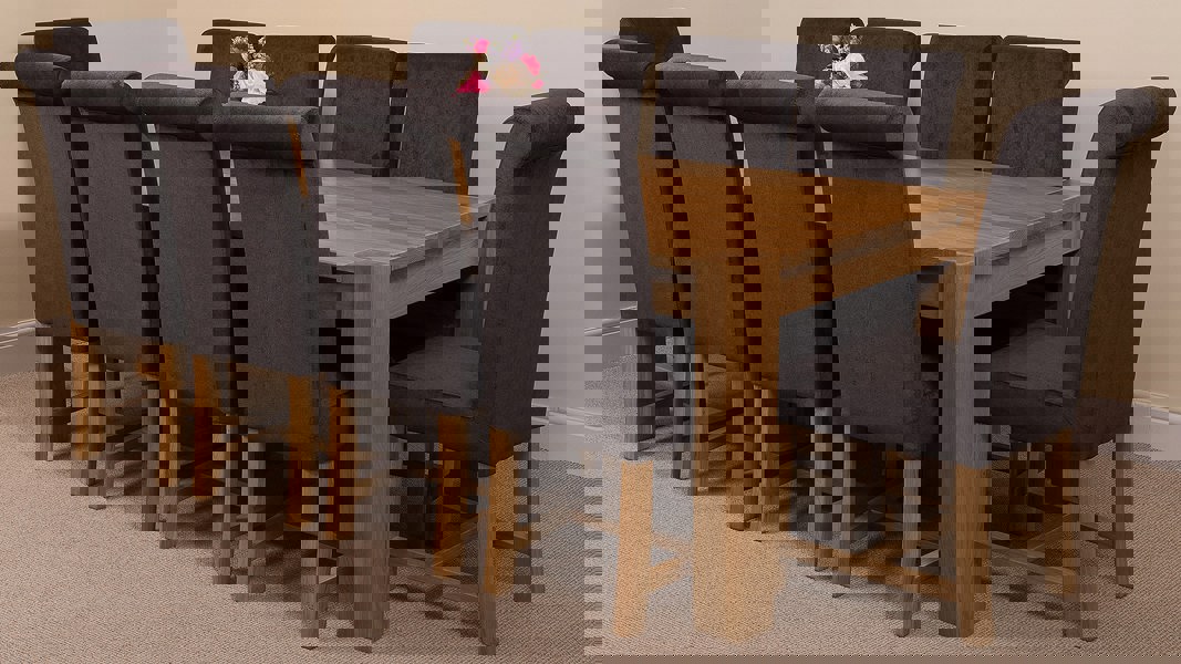 That's Furniture Kuba Extra Large Oak Dining Table with Washington Fabric Chairs