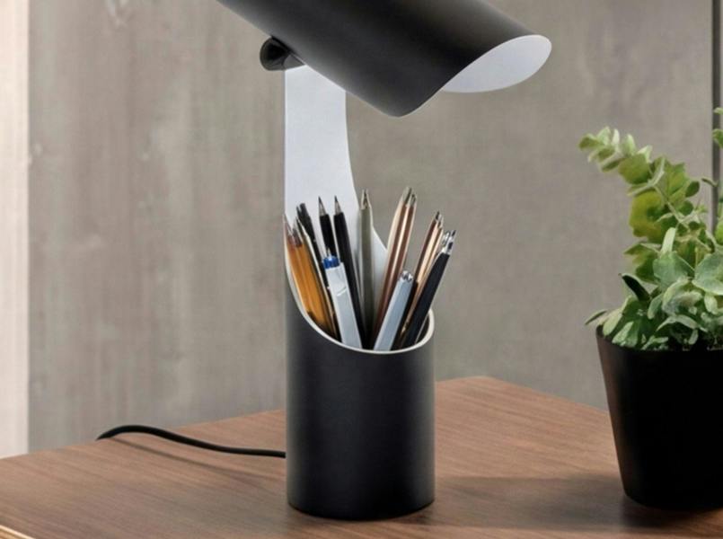 Angel Cerdá Table lamp in black and white steel 8113