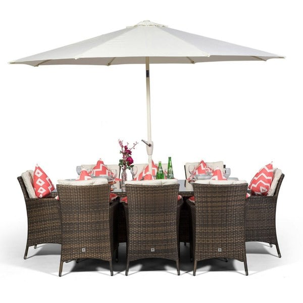 Giardino Savannah Rectangular 8 Seater Rattan Patio Dining Set
