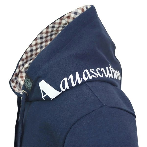 Aquascutum Branded Hood Hoodie - Navy Blue