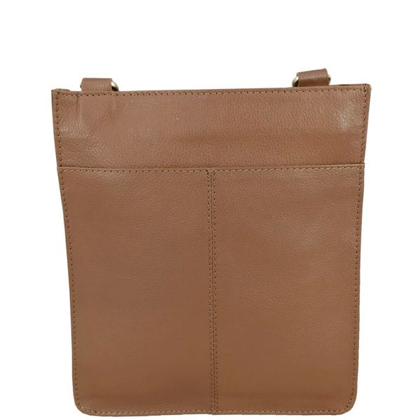 Assots London 'BRYN' Tan Nappa Pebble Grain Leather Crossbody Bag