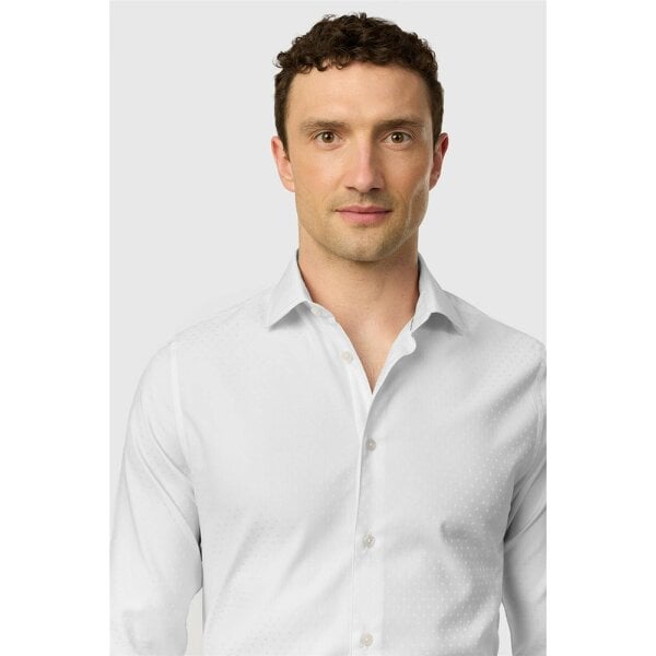 Ted Baker Slim Fit Abbot White Spot Jacquard Shirt