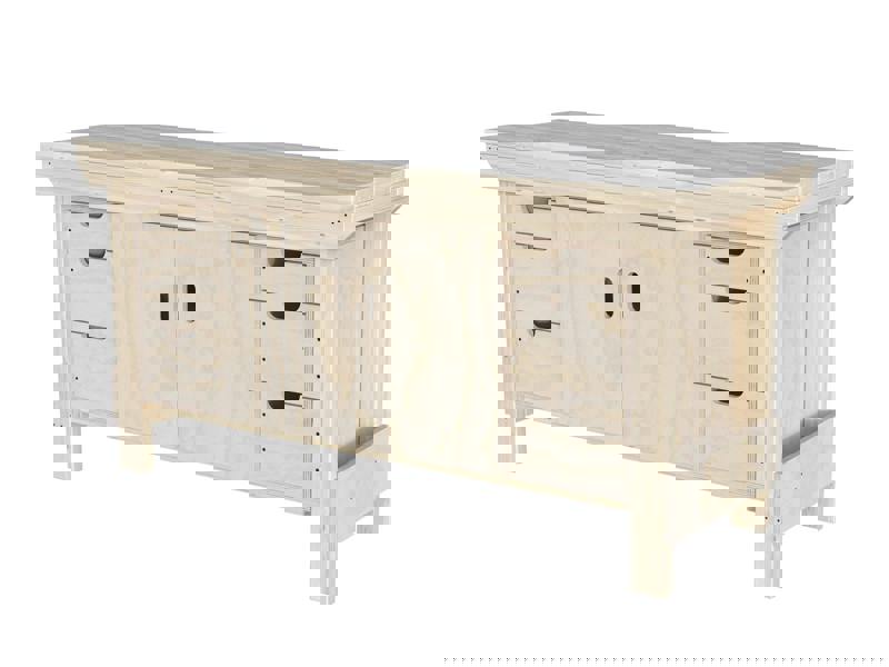 Acorn Heavy-Duty Cupboard Workbench (V.3) – Sturdy Wooden Workbench with Two-Door Cupboard in the middle, Multiple Large Drawers, and Optional Back Panel or Pegboard, Ideal for Garages, Workshops, and Sheds