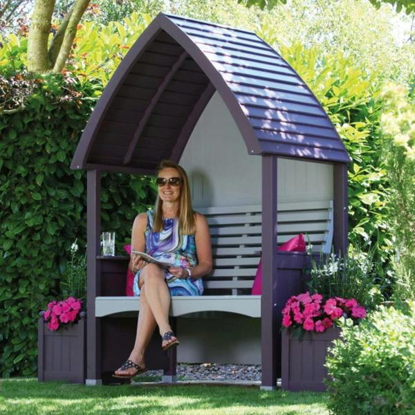 AFK Wooden Garden Arbour 'Cottage' In Lavender and Stone