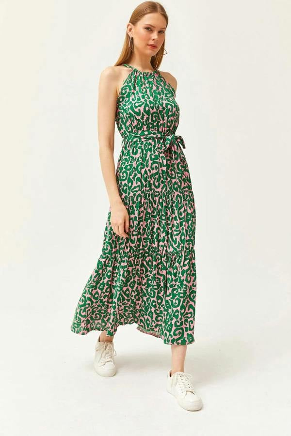 Hoxton Gal Halter Neck Belted Midi Dress