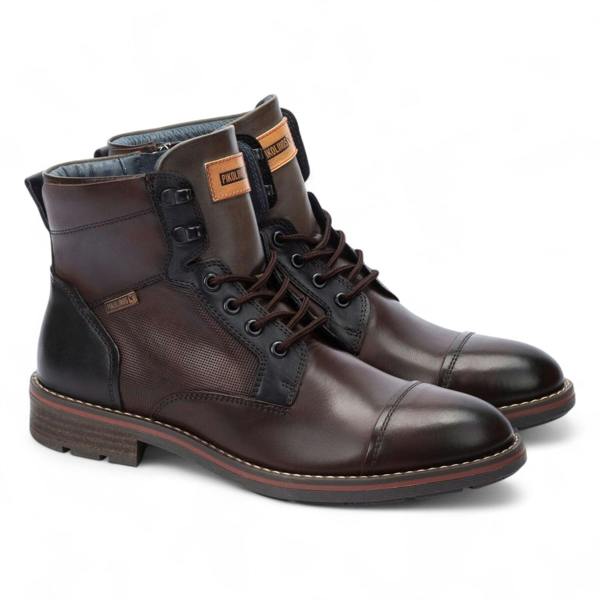 Pikolinos Men’s Olmo Brown Leather Zip & Lace Up Ankle Boots - York