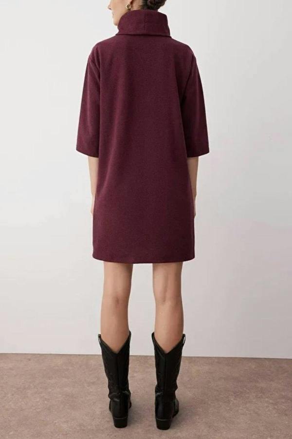 WOVCOR Turtleneck Long Sleeve Knit Mini Dress