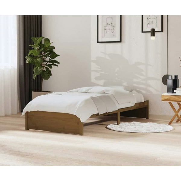 Berkfield Bed Frame Honey Brown Solid Wood 90x200 cm