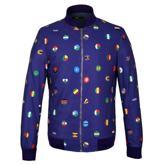David WeJ African Nation Bomber Jacket - Royal Multi