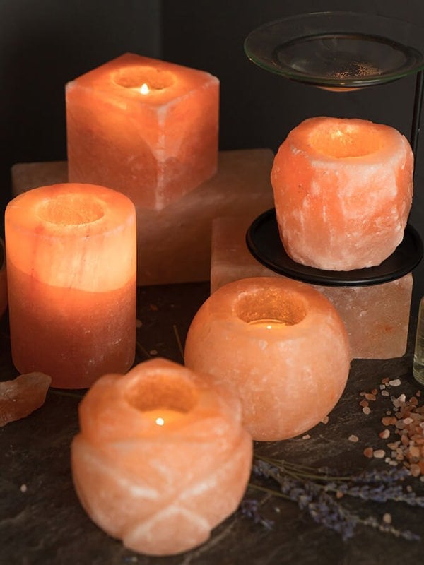 Yoga Studio Himalayan Salt Tealight Candle Holder - Square