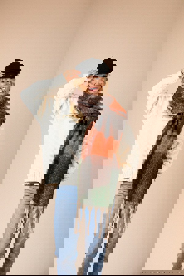 SVNX Chunky Scarf In Brown Orange