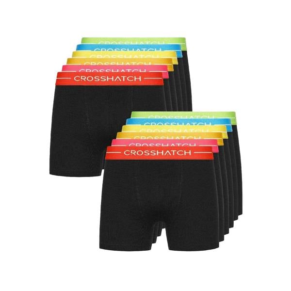 Crosshatch Mens Cotton Blend Boxer Shorts - Black - 