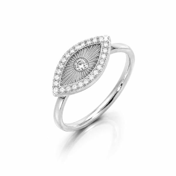 Say It With Full CZ Evil Eye Ring - Silver