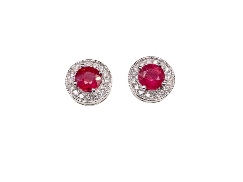 A pair of white gold Ruby and Diamond Earrings