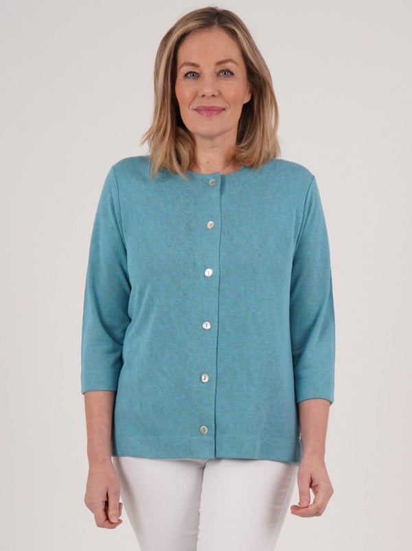 PennyPlain Front Button Cardigan - Sea Green