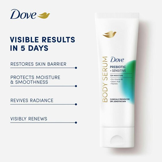 Dove Prebiotic Sensitive Body Serum 6 Pack, Pro Vitamin B5 & Peptides, 6x200ml