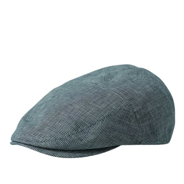 Gamble & Gunn Goodwood Baird McNutt Blue Check Irish Linen Flat Cap