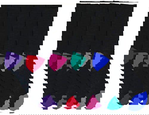 RJM Ladies 5 Pack Cotton Rich Socks Black with Multicoloured Heels & Toes 4-7