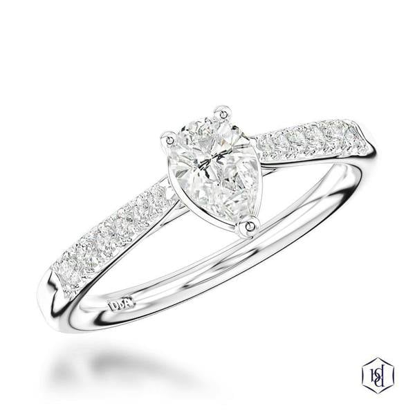 Sarah Layton Platinum Pear Cut Diamond Engagement Ring - 0.55ct