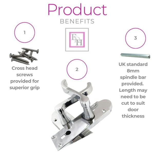 EDH Door Hardware Epsom Door Handles x1 – Chrome Internal Lever Handles for Interior Doors