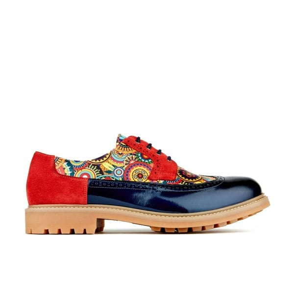 Embassy London Cyclone - Red Signature - Men's chunky sole leather shoe in multicolour leather
