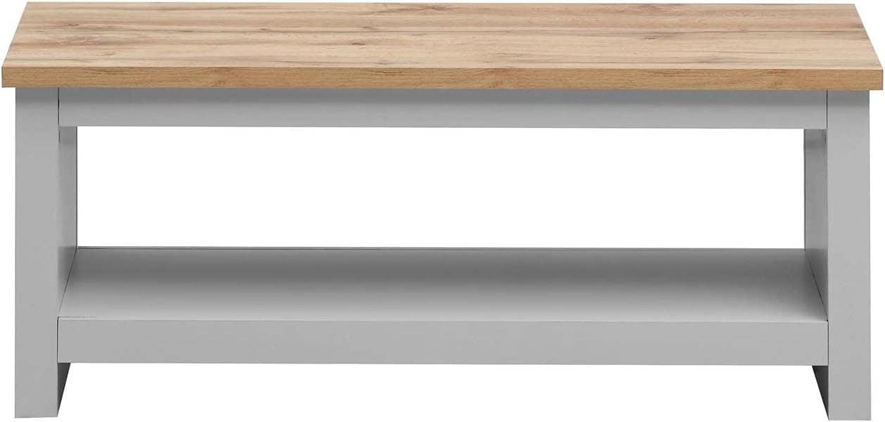 Timber Art Design Lisbon Grey and Oak Coffee Table With Open Shelf Storage