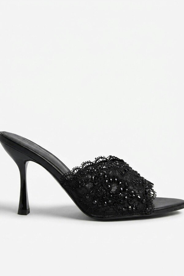 ikrush Ines Embellished Lace Stiletto Mules