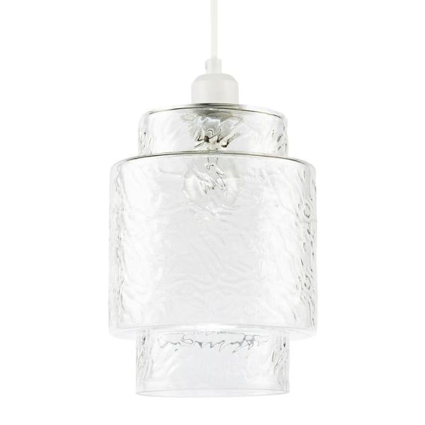 Clear Layered Glass Cylinder Pendant Light Shade with Tiered Design Image 1