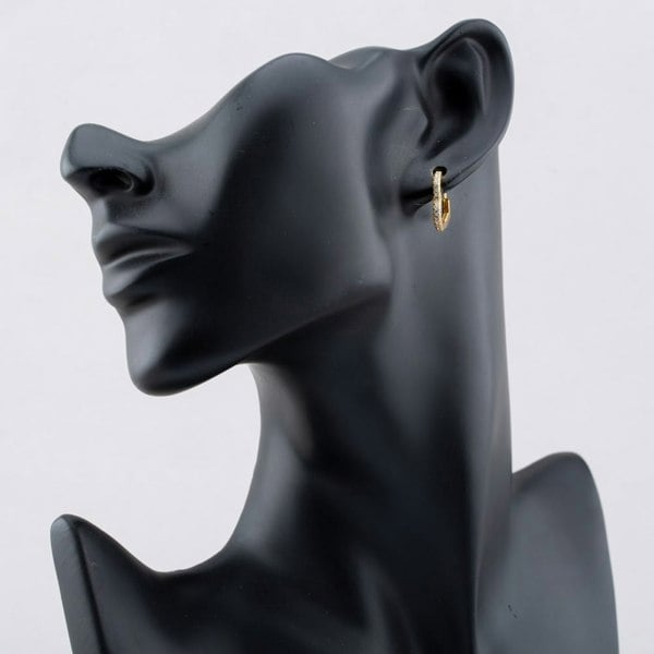 T. H. Baker Silver Gold Plated Cubic Zirconia Heart Huggie Hoop Earrings S4199